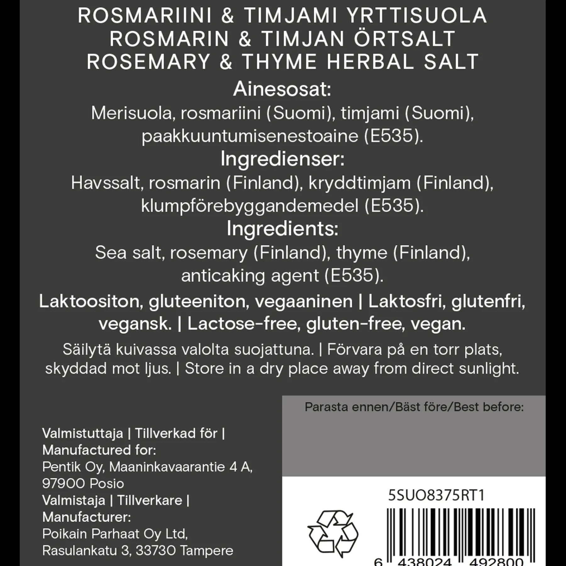 Pentik Herkut^Rosmariini-Timjami Merisuola Määrittelemätönväri
