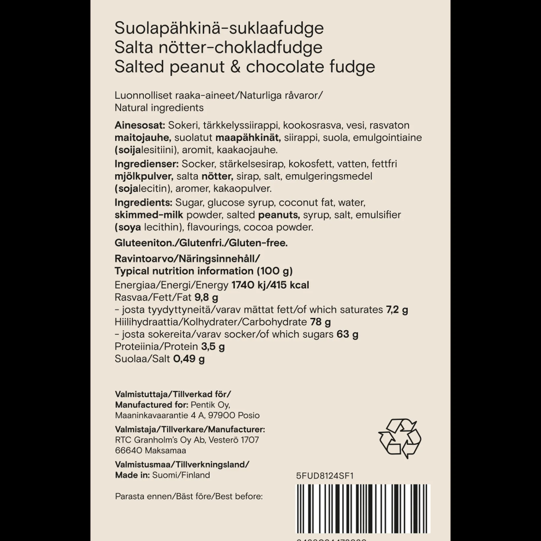 Pentik Herkut^Suolapähkinä-suklaafudge Multi